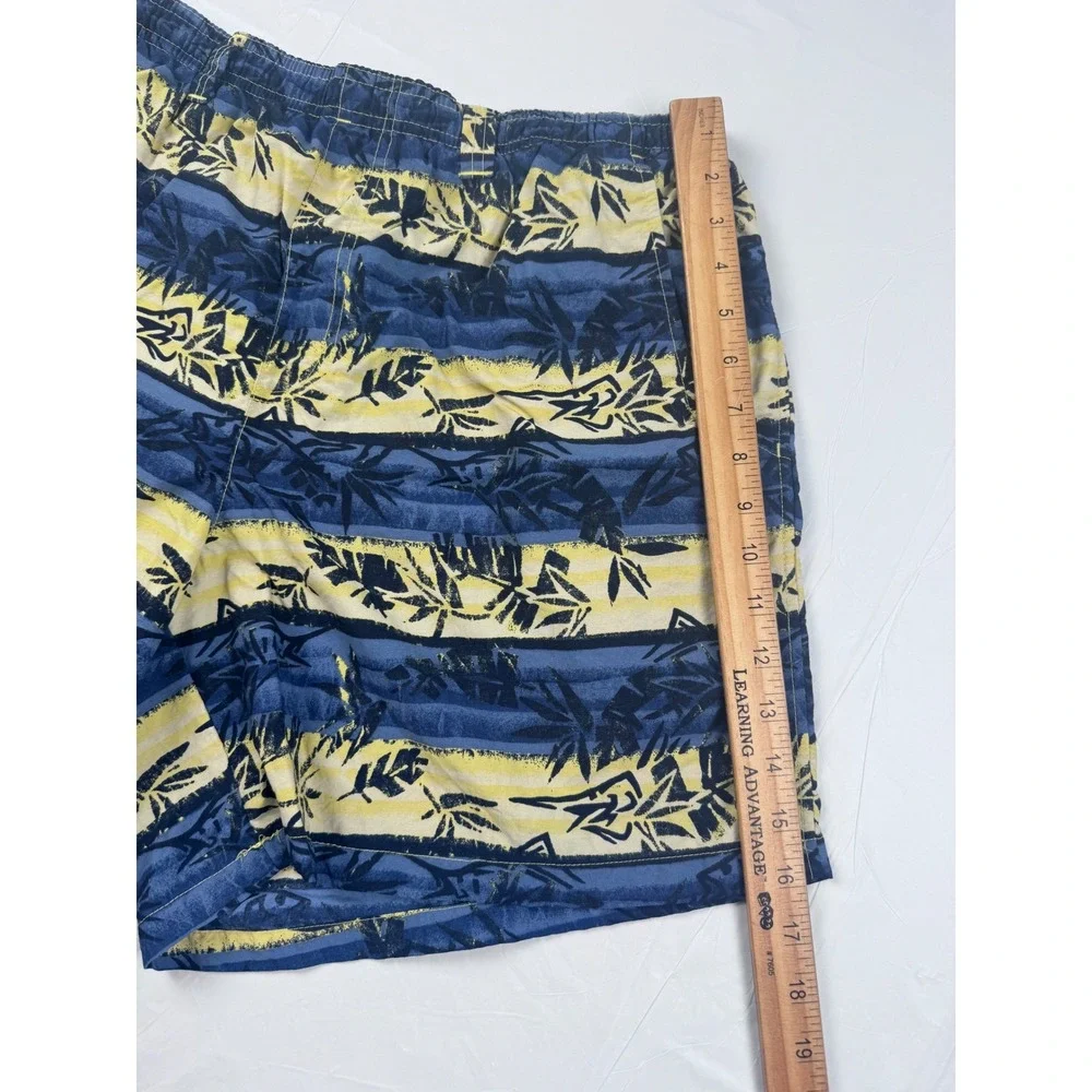 Columbia Sportswear Mens Blue Yellow‎ Tropical Palm Print Swim Trunks Size Large